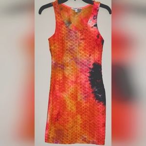 Junior's Honeycomb Textured Tie Dye Dress
